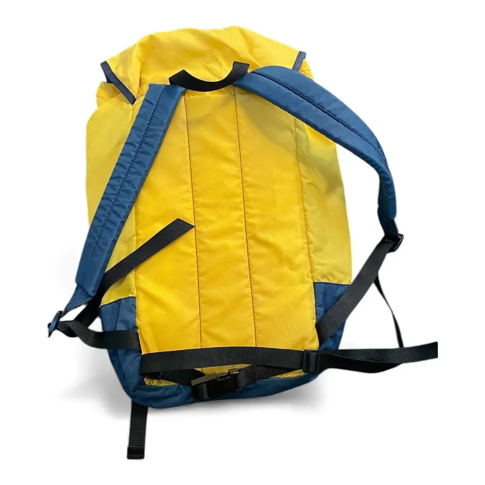 LL Bean 90s Continental Backpack Rucksack Yellow Blue Hiking Technical Vintage